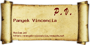 Panyek Vincencia névjegykártya